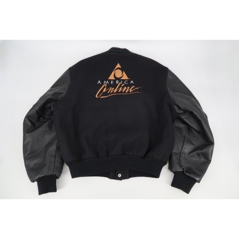 Vintage America Online Employee Varsity Jacket Mens XL Leather Wool Golden Bear